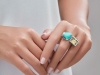 bague turquoise argent et or